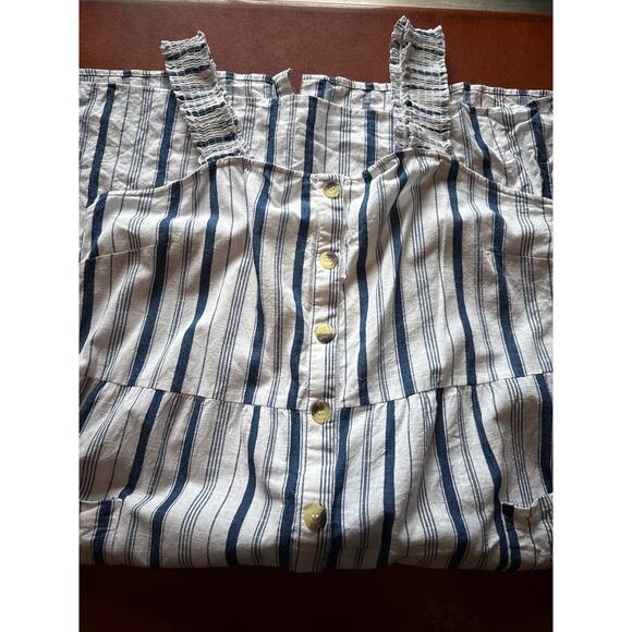 Mlle Gabrielle Cotton Midi Dress 3X Blue White Stripe Sleeveless - Picture 7 of 7